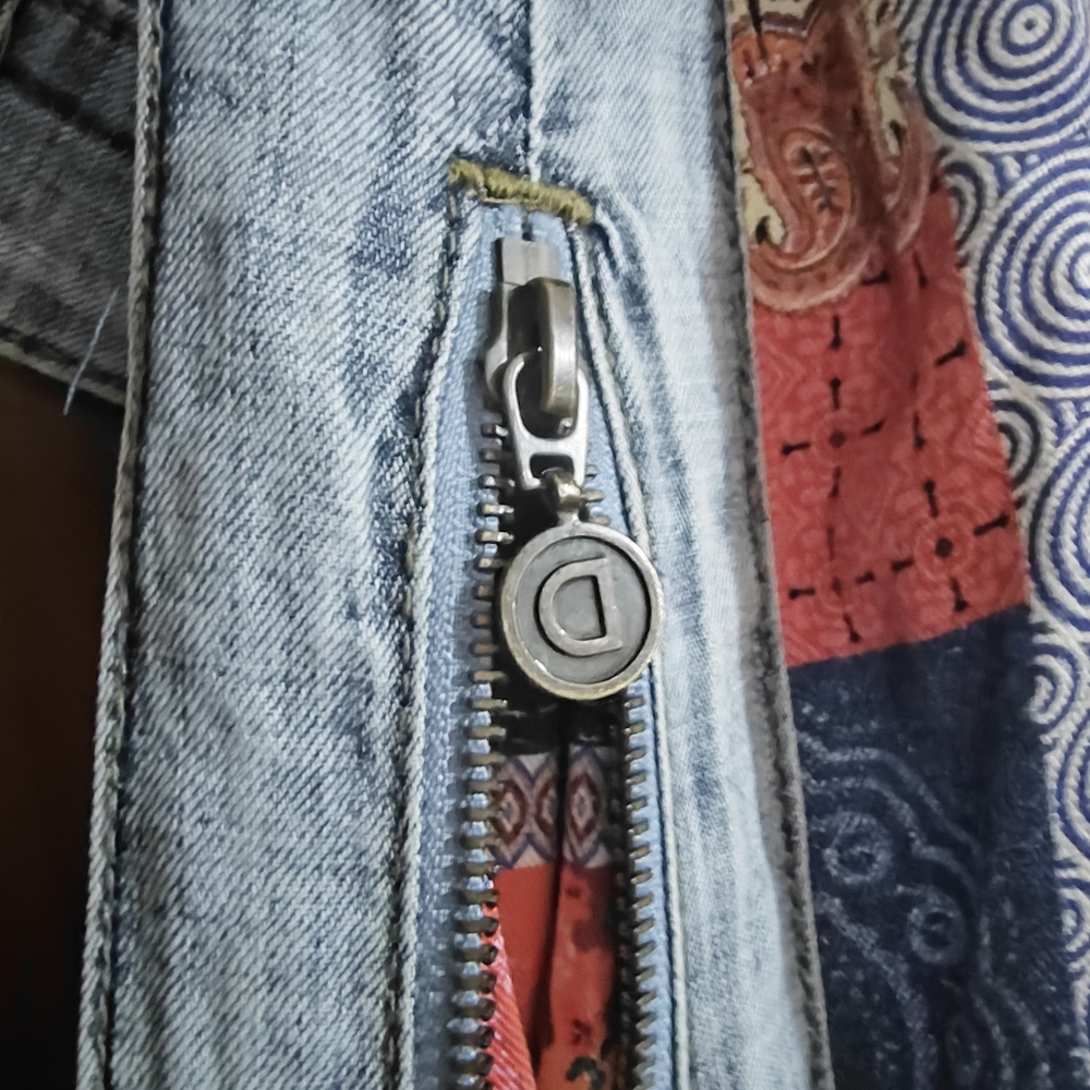 Desigual Wearable Art Multicolor Patchwork Denim Creative Artistic Maxi Skirt - Picture 15 of 16
